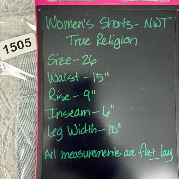 True Religion Womens Green Denim Shorts Sz 26 Cotton/Elastane NWT Made in Italy - Picture 15 of 16